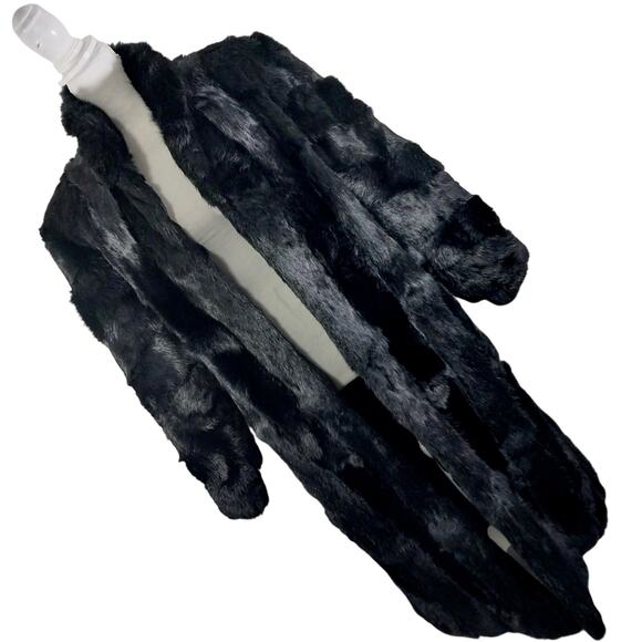 LEARSI! STUNNING BLACK GENUINE RABBIT FUR COAT, JACKET, STYLED LIKE A MINK! SZ M - Picture 13 of 13